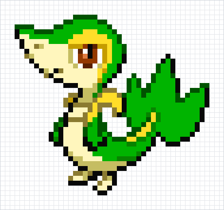 Snivy Pixel Art Grid