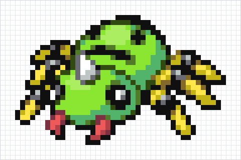 Spinarak Pixel Art Grid