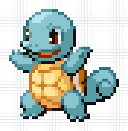 Squirtle Pixel Art Grid