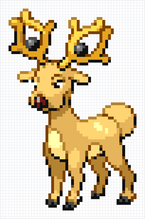 Stantler Pixel Art Grid