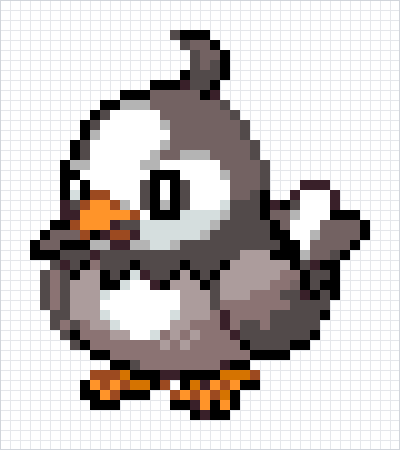 Starly Pixel Art Grid