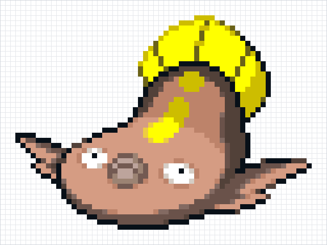 Stunfisk Pixel Art Grid