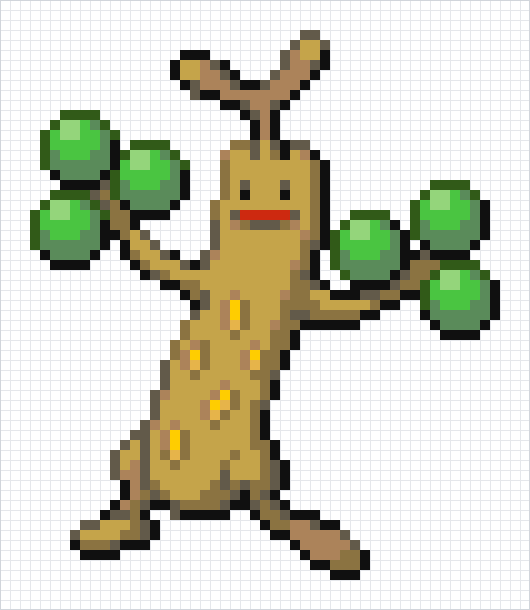 Sudowoodo Pixel Art Grid