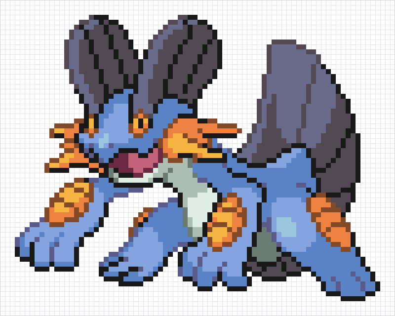 Swampert Pixel Art Grid