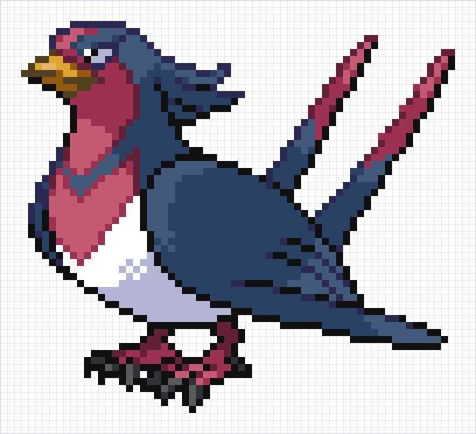 Swellow Pixel Art Grid