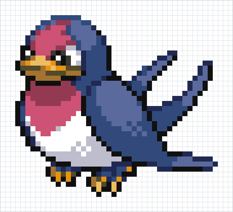 Taillow Pixel Art Grid