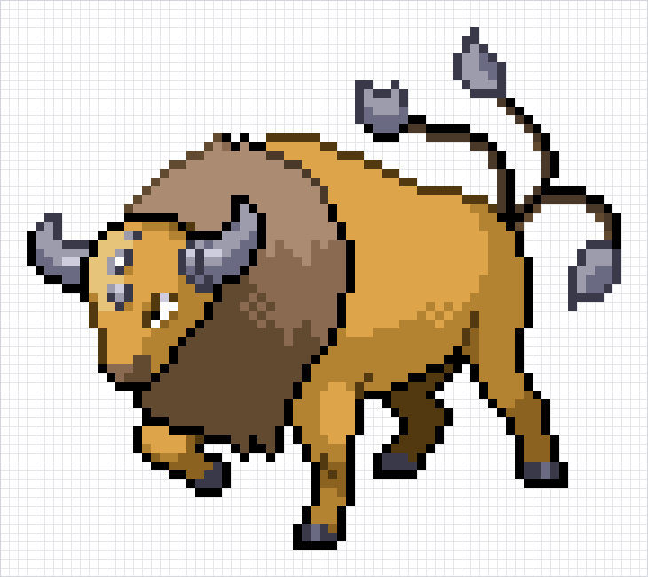 Tauros Pixel Art Grid