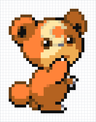 Teddiursa Pixel Art Grid