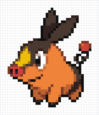 Tepig Pixel Art Grid