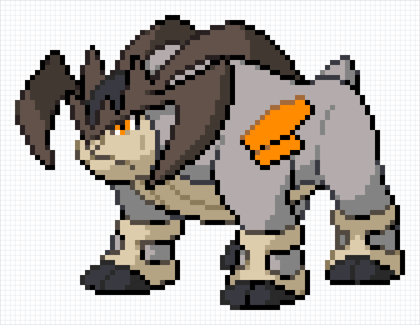 Terrakion Pixel Art Grid