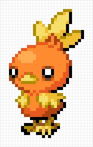 Torchic Pixel Art Grid