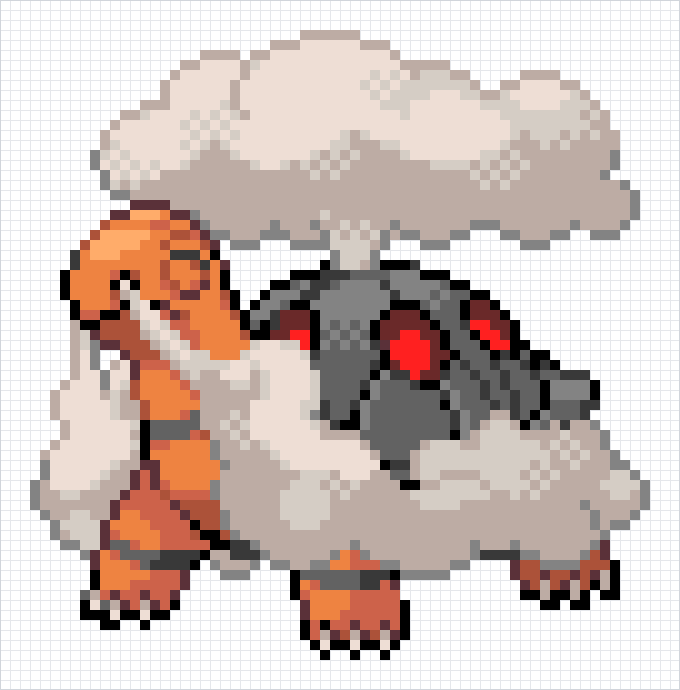 Torkoal Pixel Art Grid