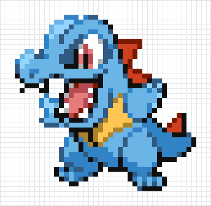 Totodile Pixel Art Grid