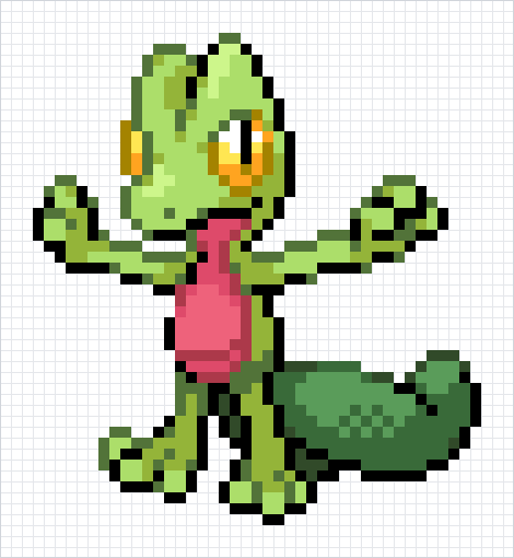 Treecko Pixel Art Grid