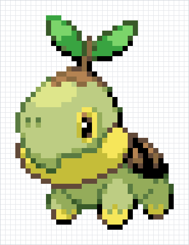 Turtwig Pixel Art Grid