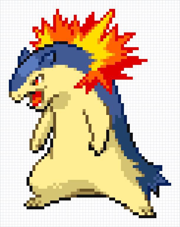 Typhlosion Pixel Art Grid