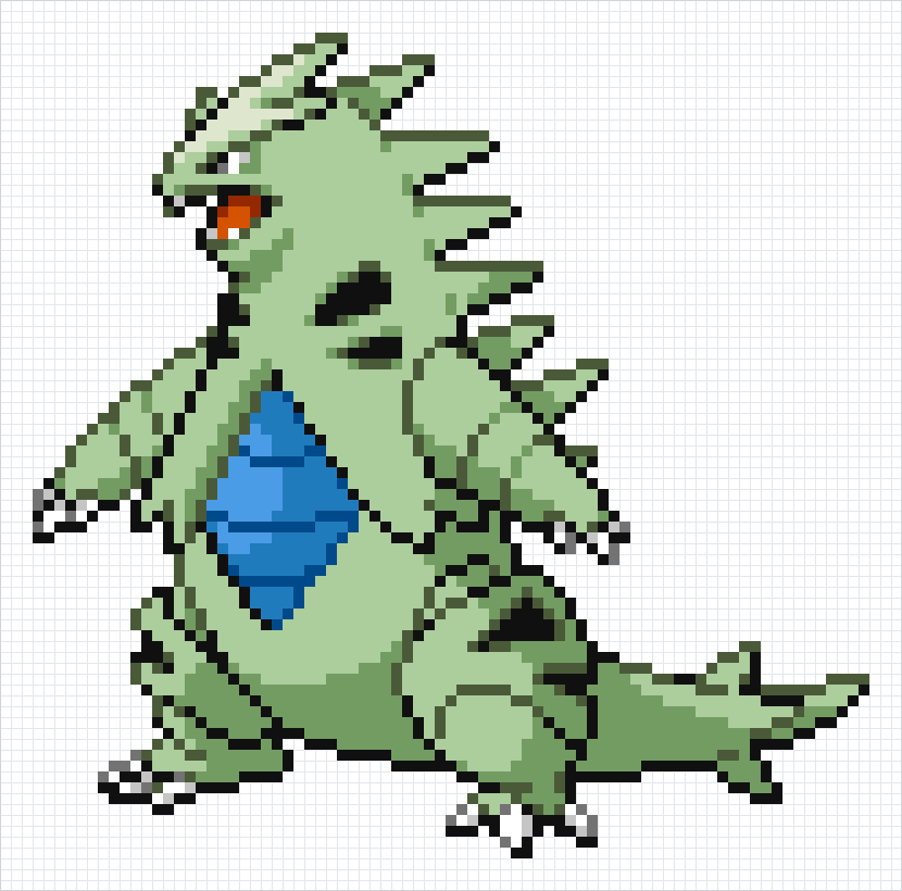 Tyranitar Pixel Art Grid