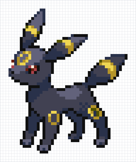 Umbreon Pixel Art Grid