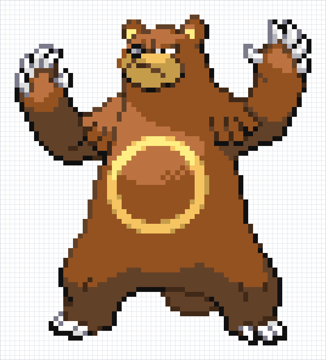 Ursaring Pixel Art Grid