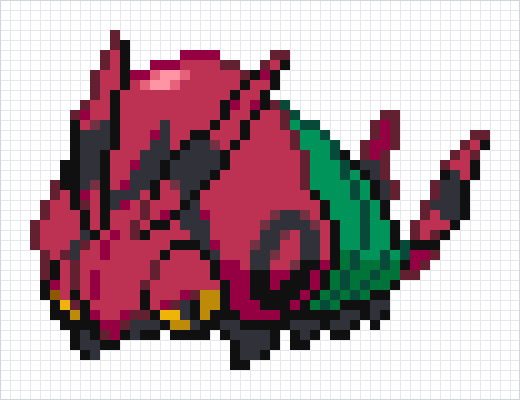 Venipede Pixel Art Grid