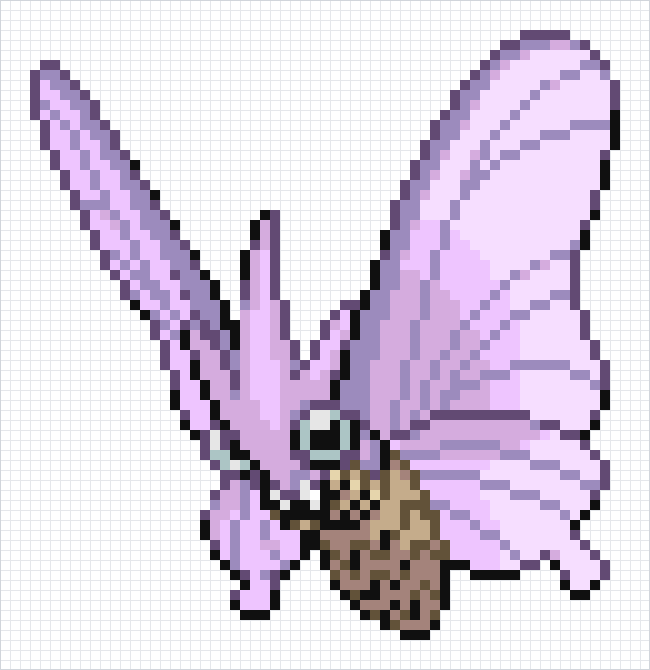 Venomoth Pixel Art Grid