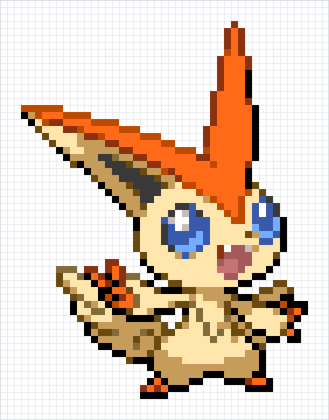 Victini Pixel Art Grid