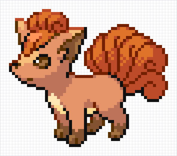 Vulpix Pixel Art Grid