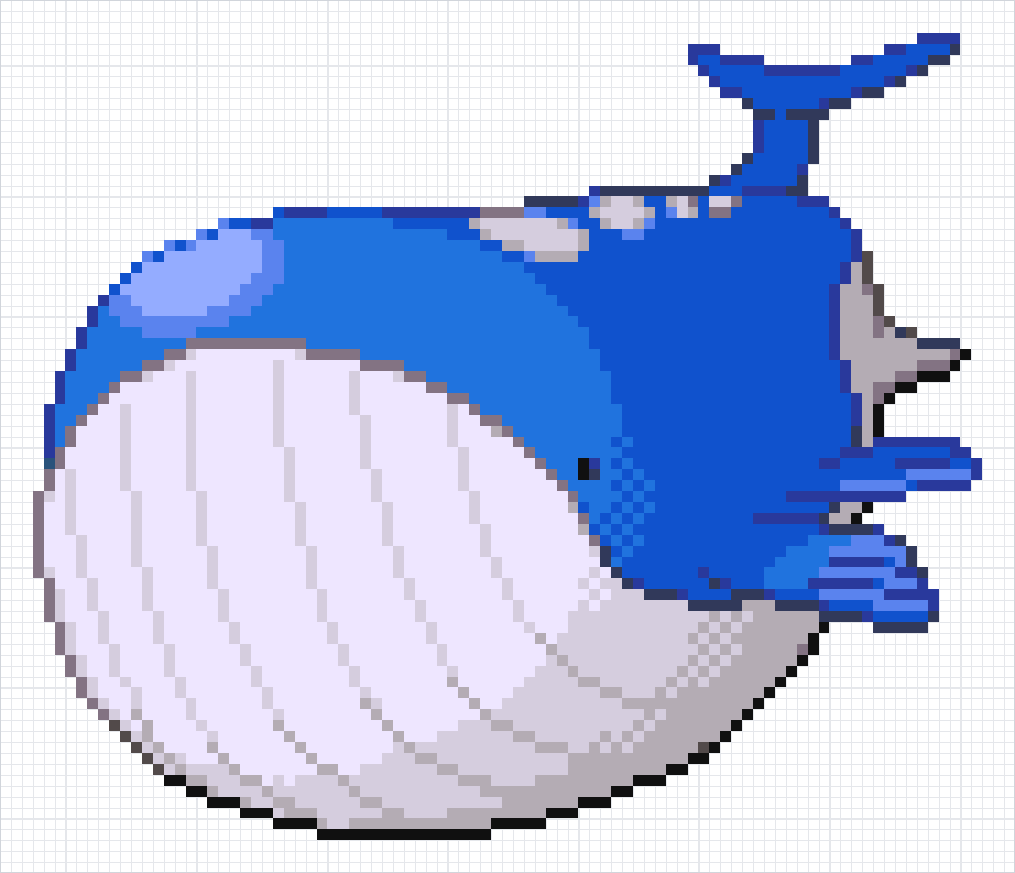 Wailord Pixel Art Grid