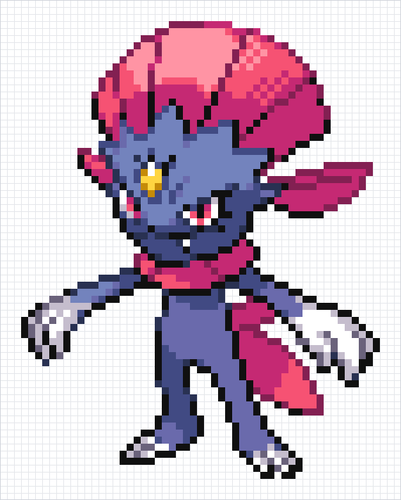 Weavile Pixel Art Grid