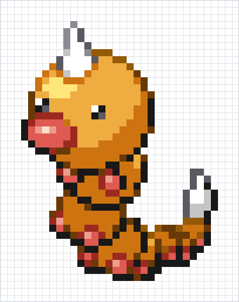 Weedle Pixel Art Grid