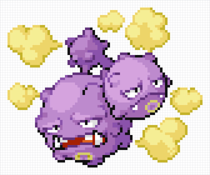 Weezing Pixel Art Grid