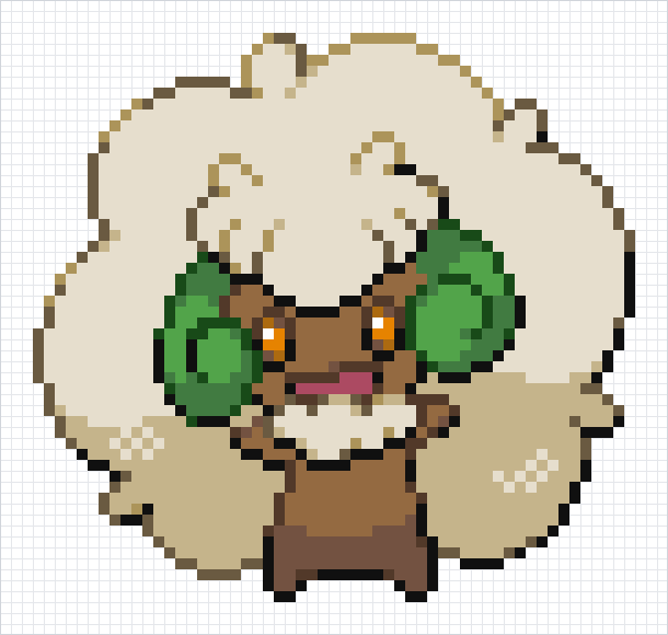 Whimsicott Pixel Art Grid