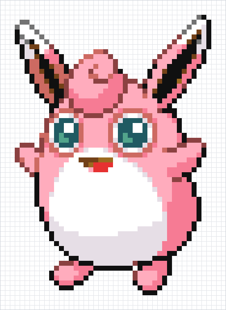 Wigglytuff Pixel Art Grid