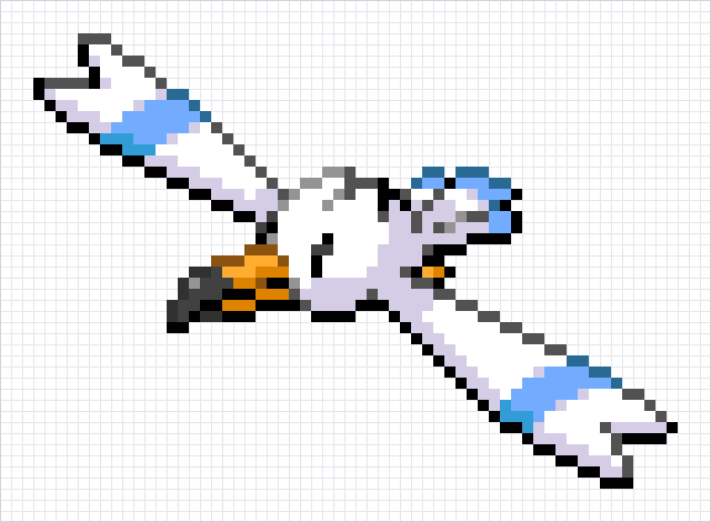 Wingull Pixel Art Grid