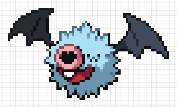 Woobat Pixel Art Grid