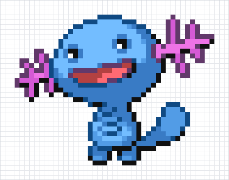 Wooper Pixel Art Grid