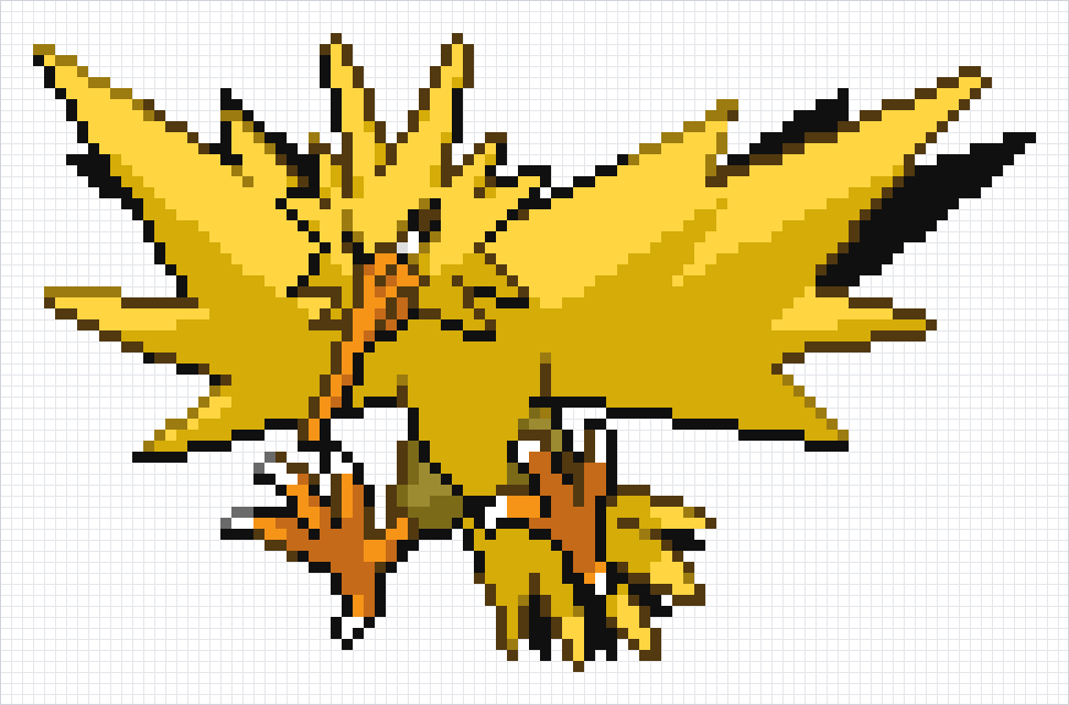 Zapdos Pixel Art Grid