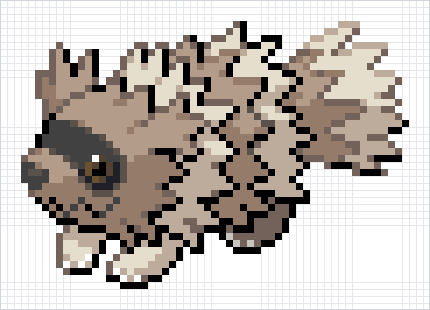 Zigzagoon Pixel Art Grid