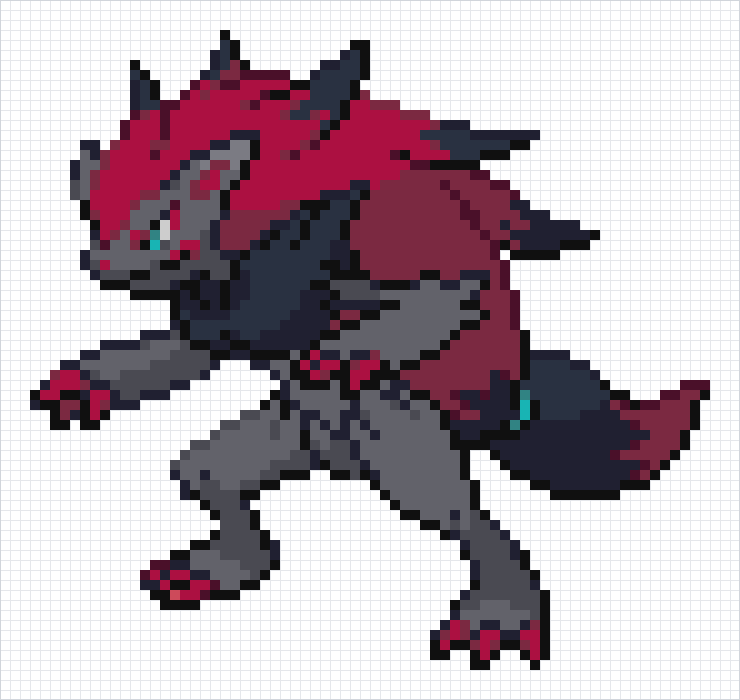 Zoroark Pixel Art Grid