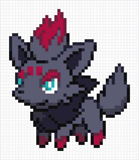 Zorua Pixel Art Grid