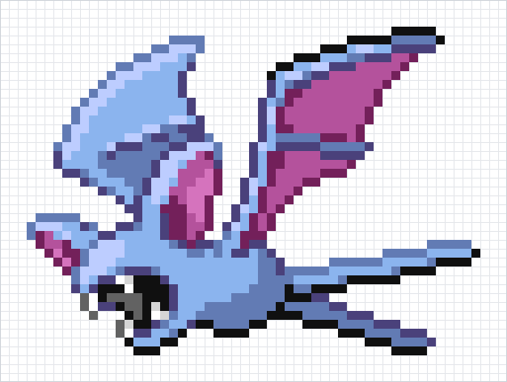 Zubat Pixel Art Grid